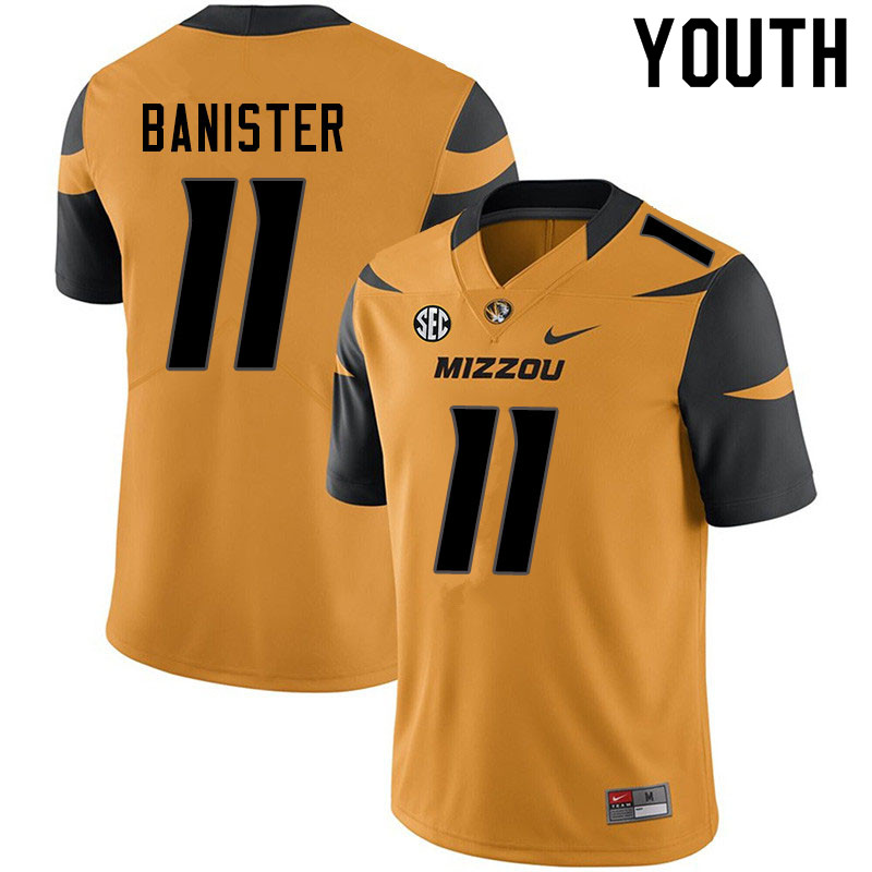 Youth #11 Barrett Banister Missouri Tigers College Football Jerseys Sale-Yellow
